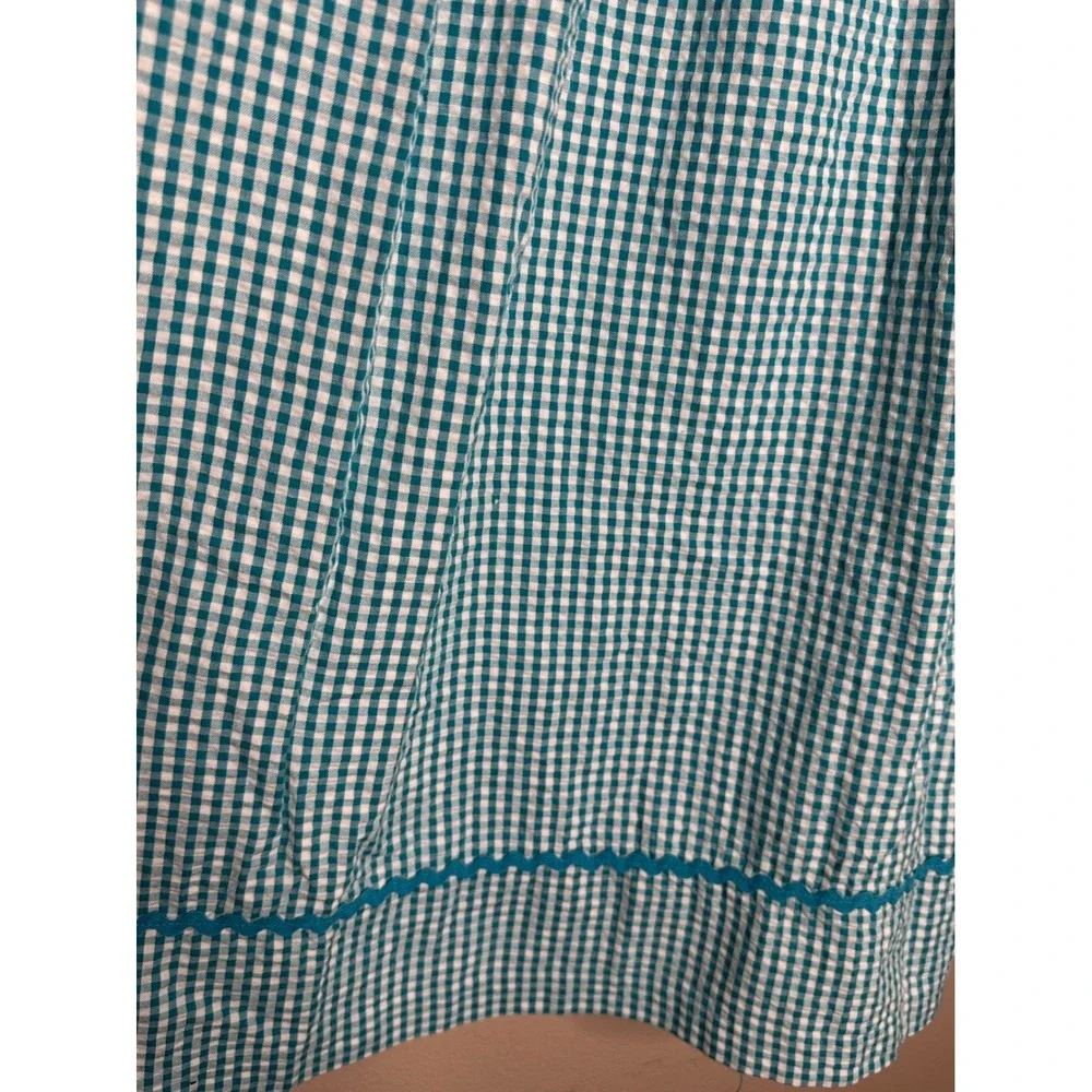 Good Lad VTG Linen Girls Blue Gingham Butterfly Flower Embroidered Dress 12 boho